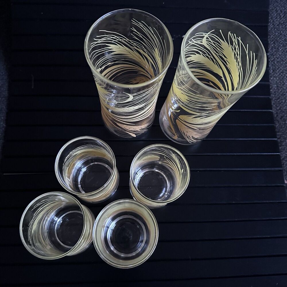 Libbey Golden Wheat‎ Tumblers and Juice Glasses 2+4 Vintage Lovely MCM - Picture 4 of 4